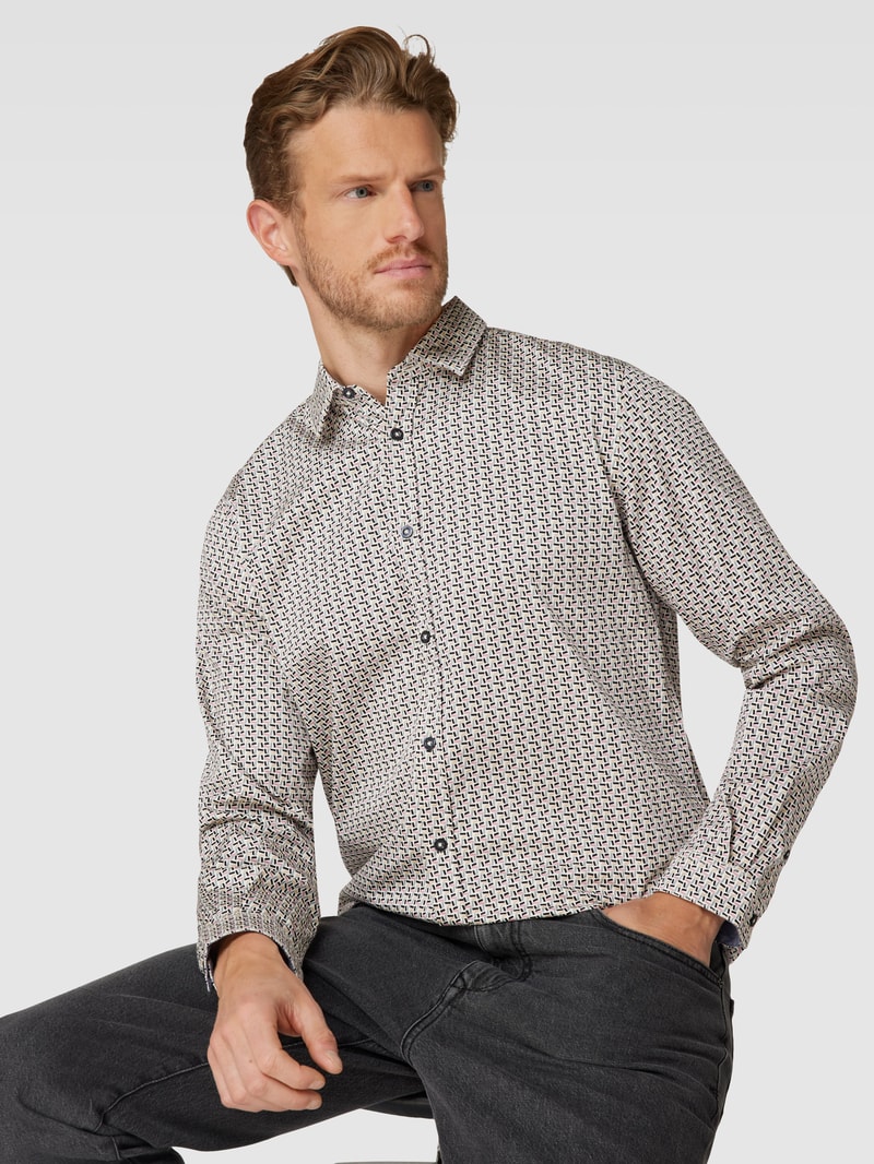 Freizeithemd mit Allover-Muster Modell 'Colorful printed' in offwhite