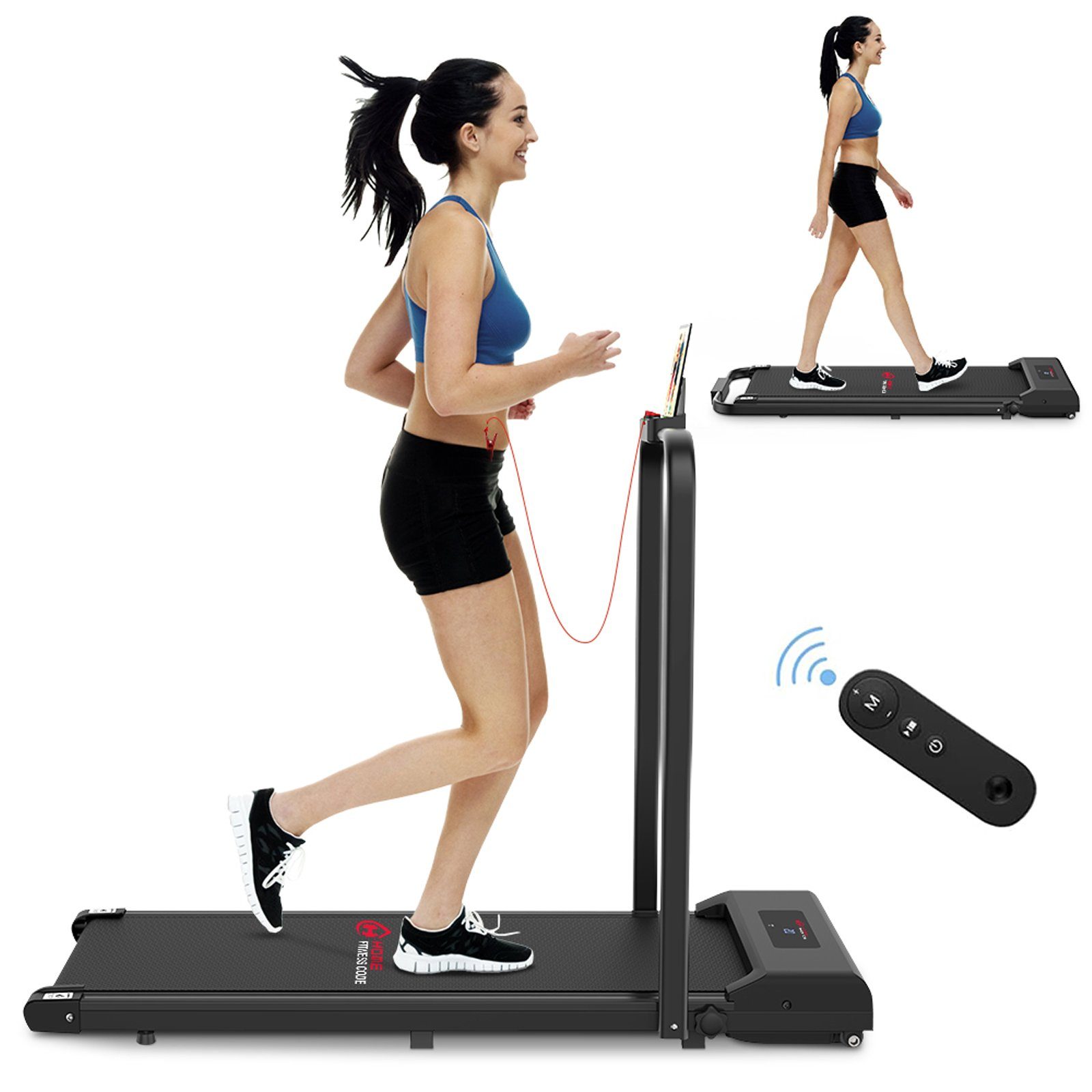 Sinaopus Laufband LB01, 2-in-1 Faltbares Laufband,für zuhause klappbar leise, Fitnessgerät mit LED Display, 1-10KM/H Treadmill