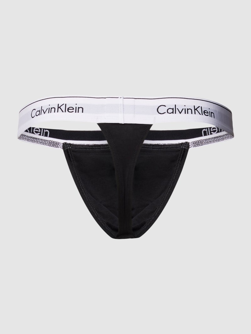 String mit elastischem Logo-Bund Modell 'MODERN' in schwarz