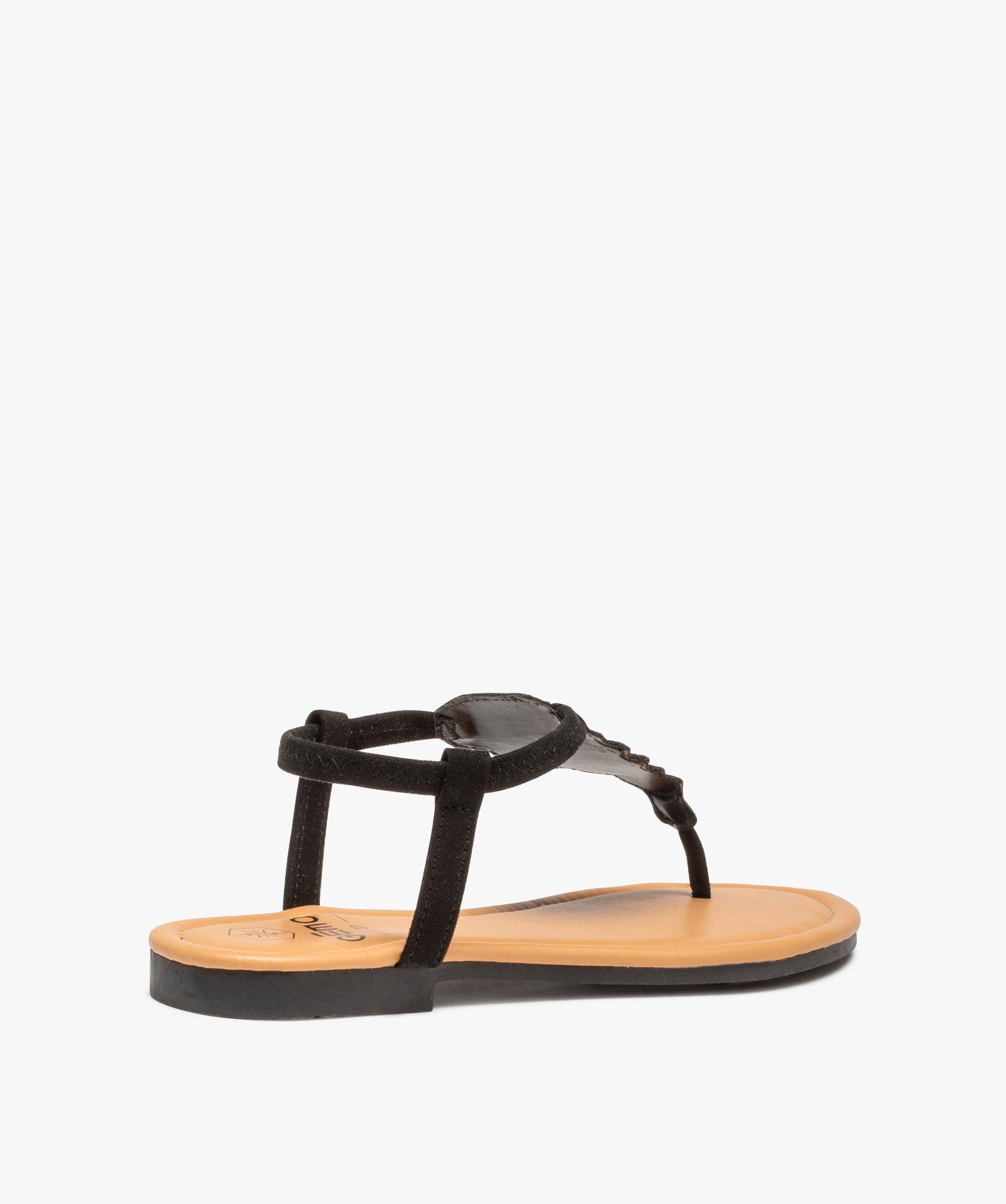 Sandales femme à entre-doigts ornées de strass noir | GEMO
