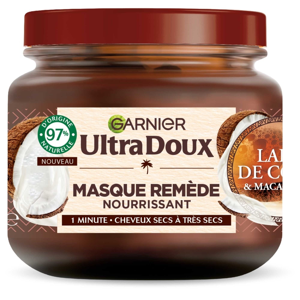 garnier Ultra Doux Lait de Coco Macadamia Masque Remède Assouplissant Lait de Coco