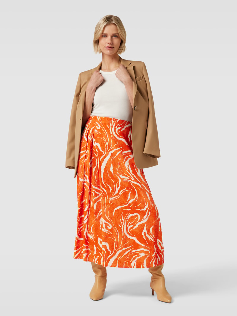 Maxirock mit Allover-Muster Modell 'SIRINE' in orange