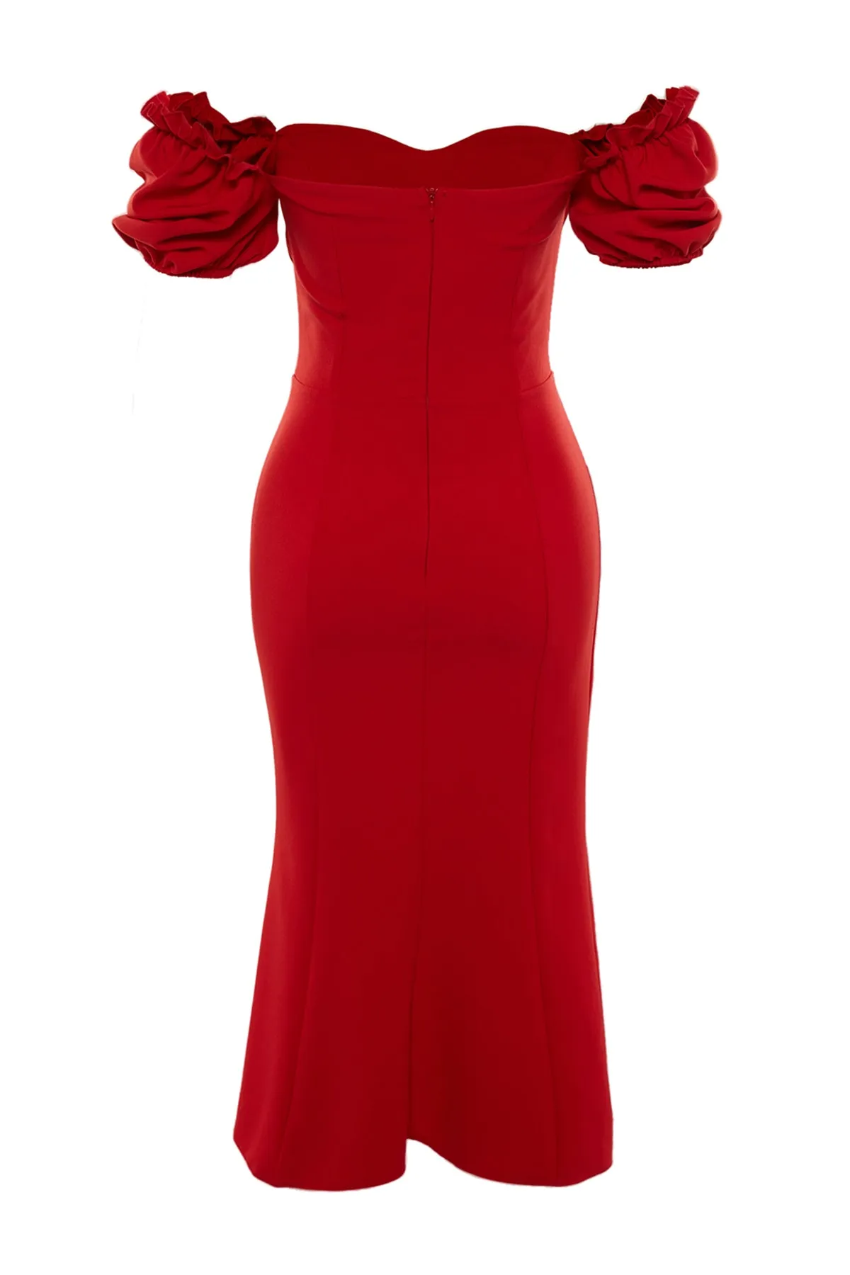 Trendyol Collection  Rot gefüttertes, gewebtes, elegantes Abendkleid TPRSS21EL0053