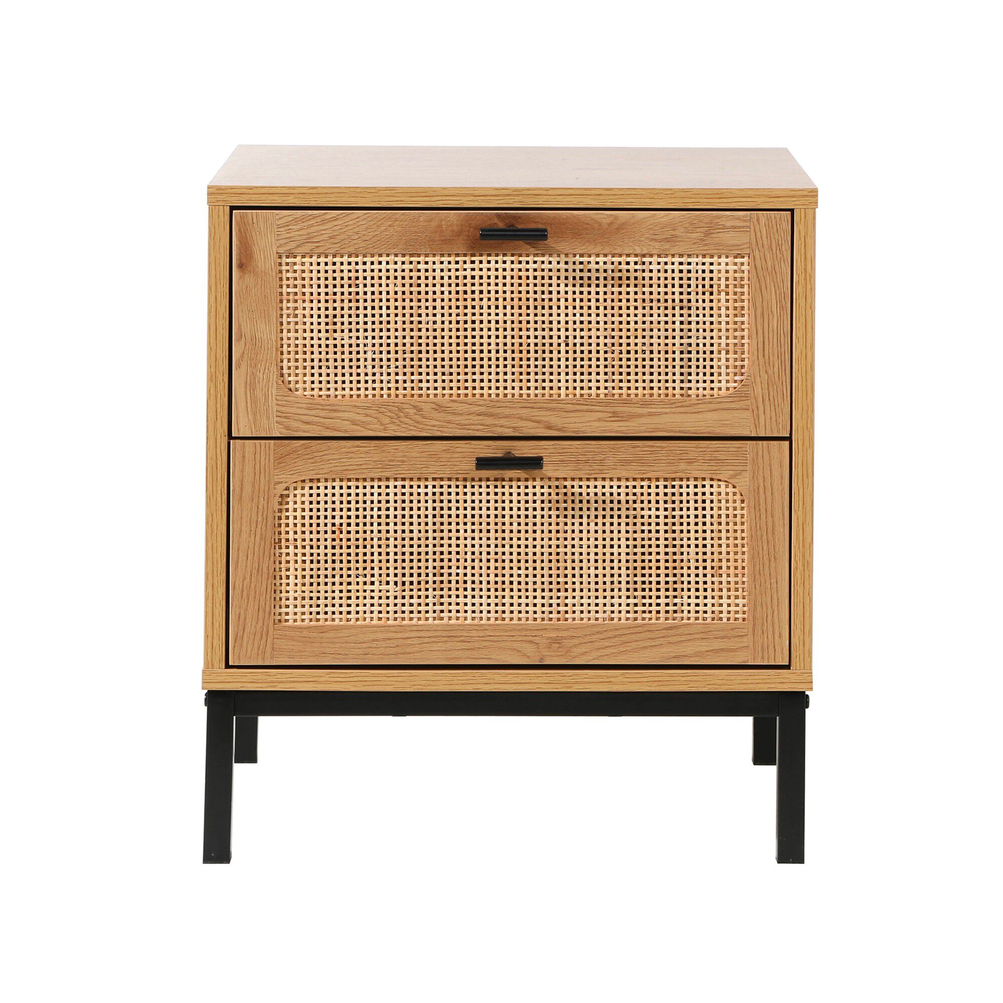 Table de chevet WICKOOD 2 tiroirs avec cannage rotin
