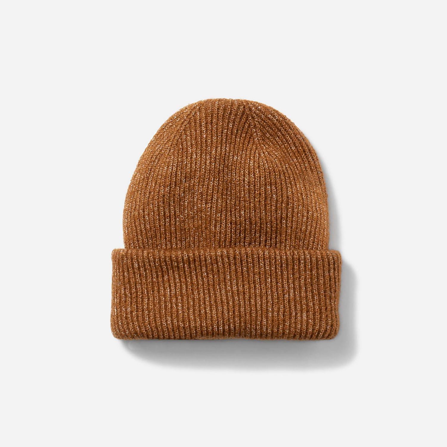 Bonnet camel en maille côtelée à revers