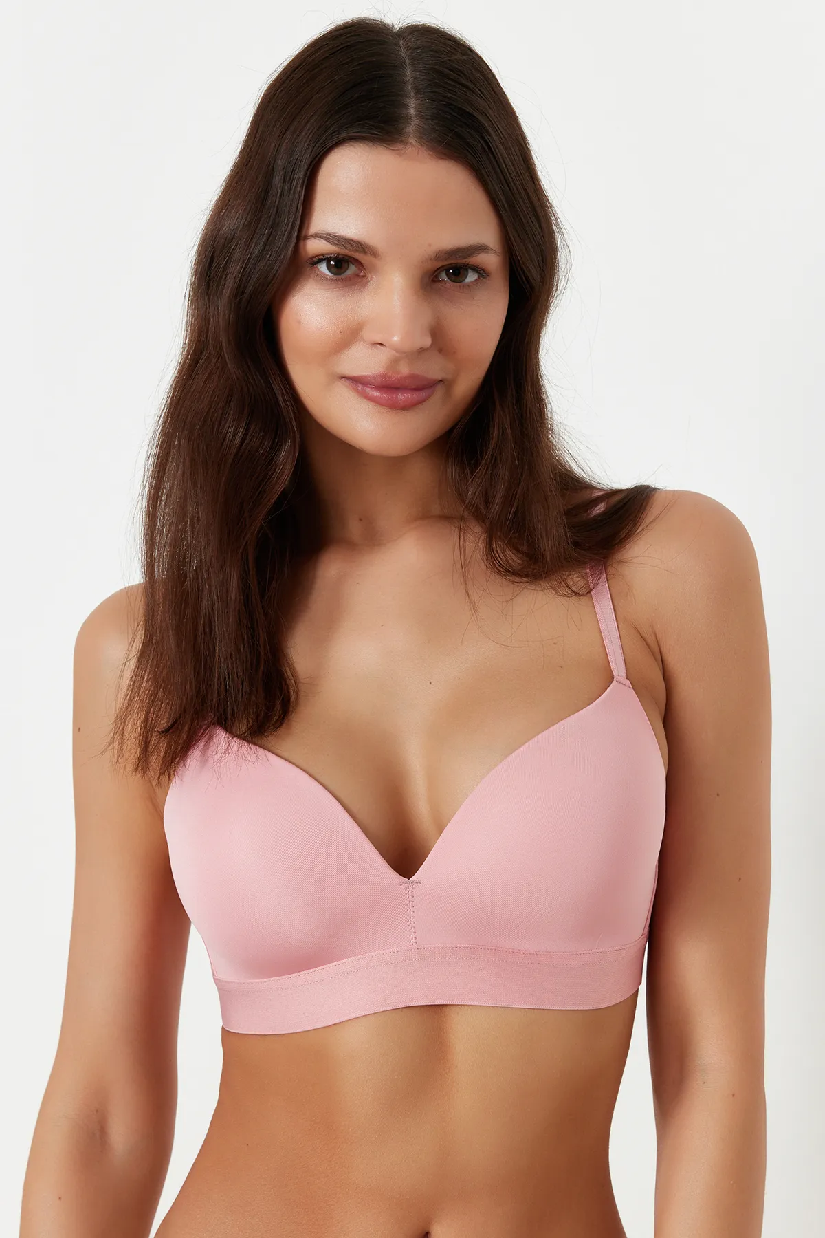 Trendyol Collection  Dusty Rose – Bügelloser, beschichteter Strick-BH mit Mikroseil-Trägern THMSS24SU00008