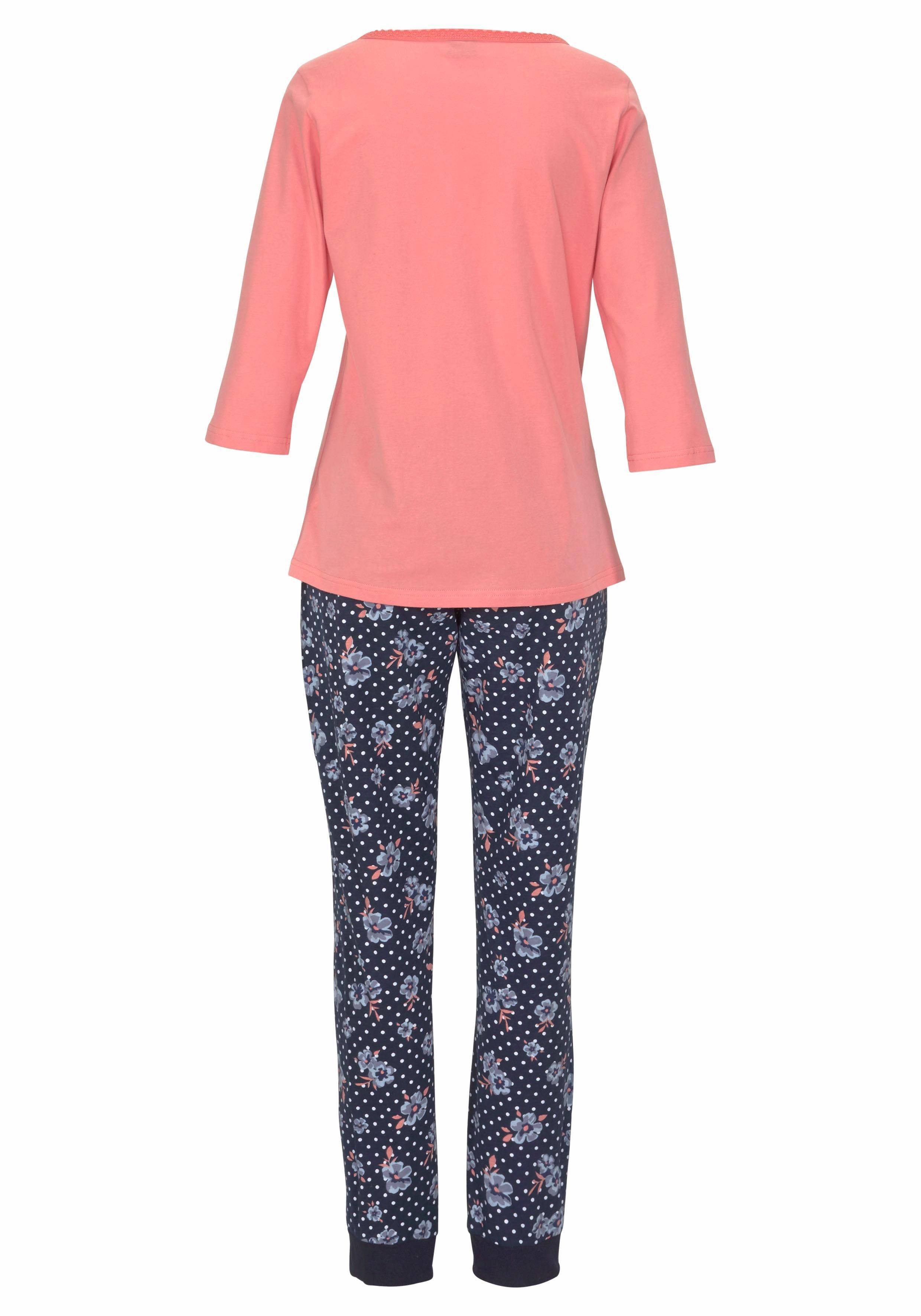 H.I.S Pyjama (2 tlg., 1 Stück) mit 3/4-Arm und Knopfleiste