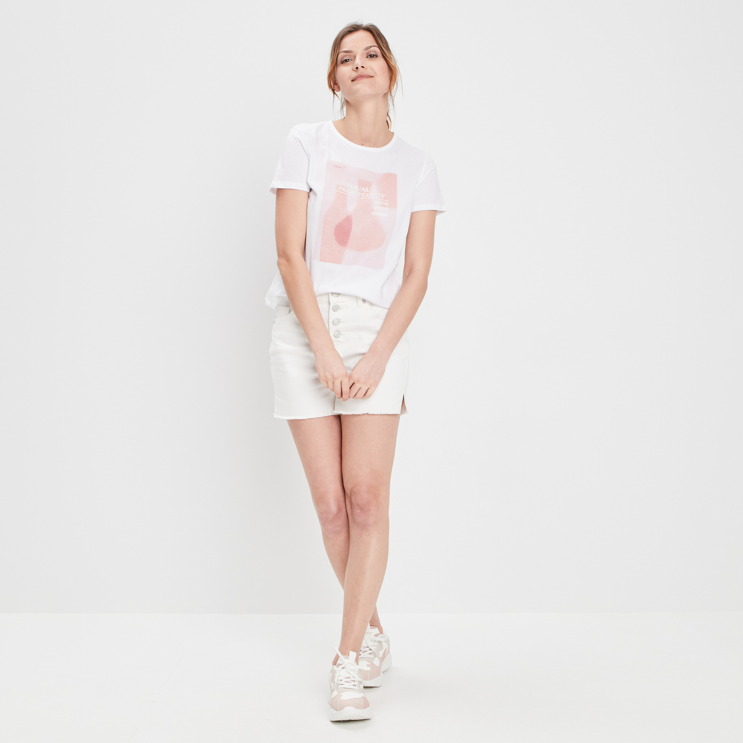 T-shirt manches courtes ivoire femme | La Halle