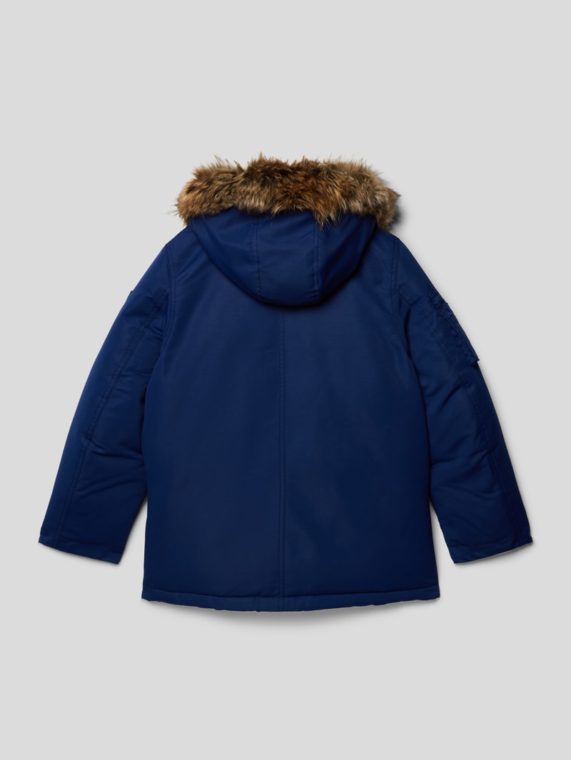 Parka mit Kunstfellbesatz in marineblau