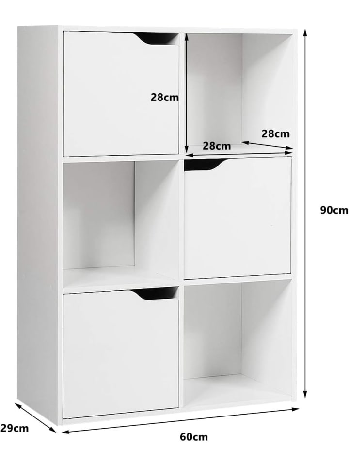 COSTWAY Bücherregal 6 Fächer in Weiß günstig kaufen onesize