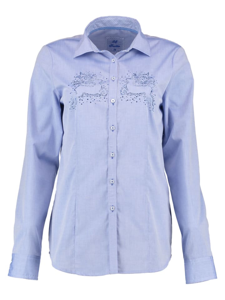 OS-Trachten Trachtenbluse Feqoy in hellblau/bleu günstig kaufen