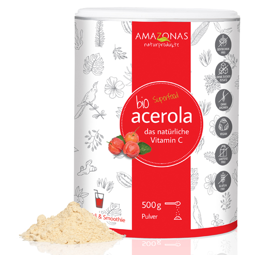 ACEROLA 100% Bio Pur natürliches Vit.C Pulver  500 g  Pulver