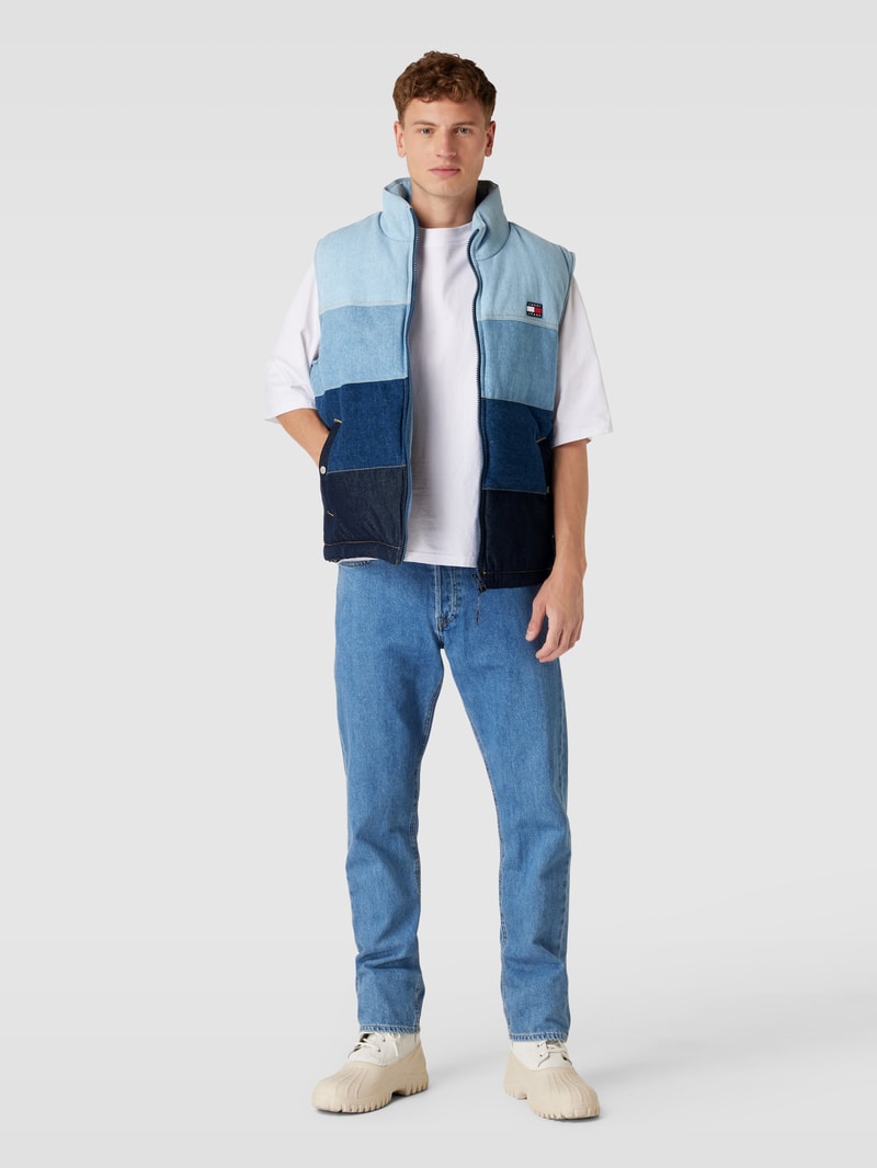 Steppweste mit Label-Patch Modell 'PUFFER' in jeans