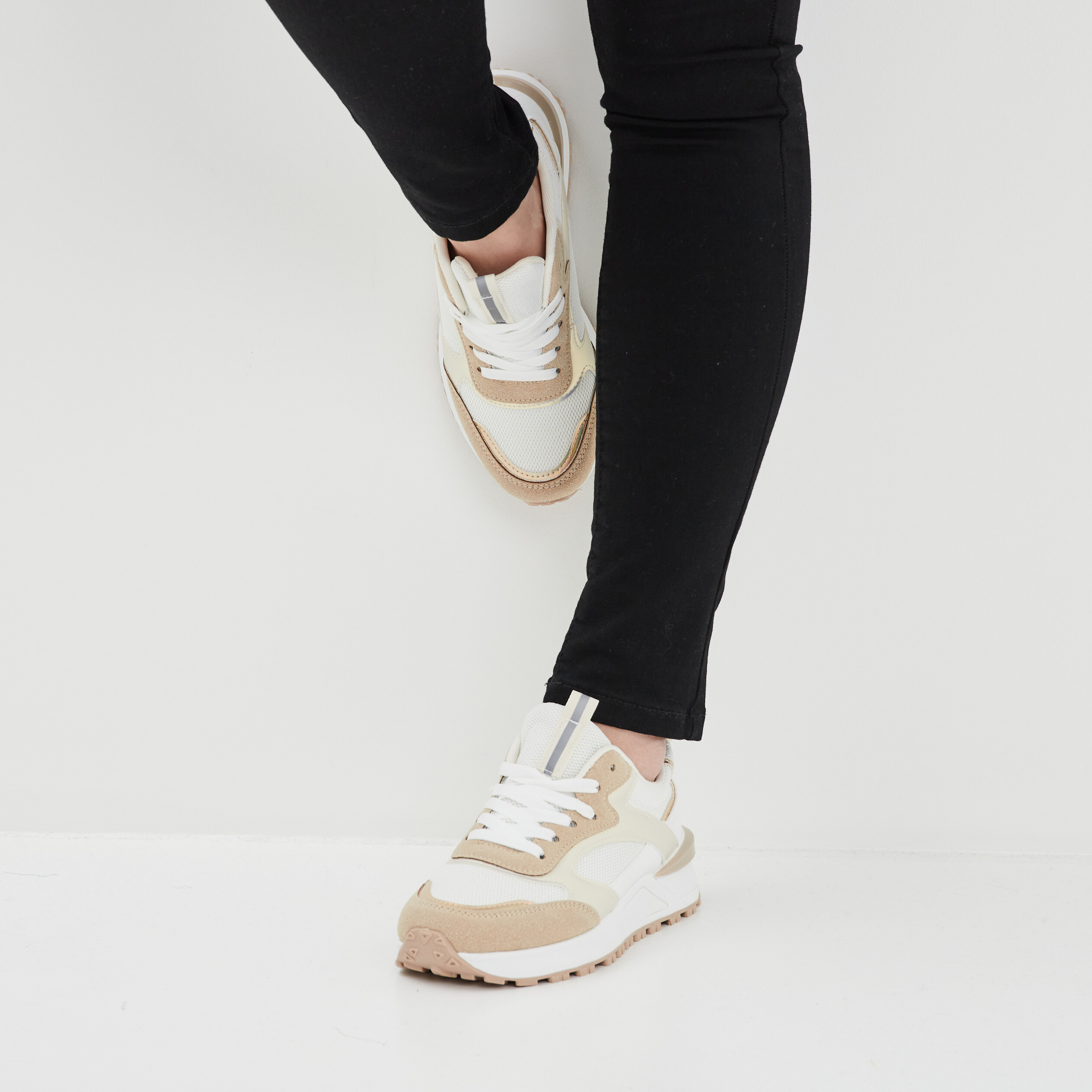 Baskets running bi-matière Creeks blanc femme | La Halle