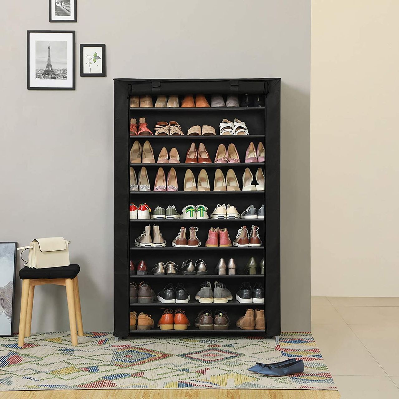 Songmics Schuhregal mit 10 Ebenen, 100 x 28 x 162 cm