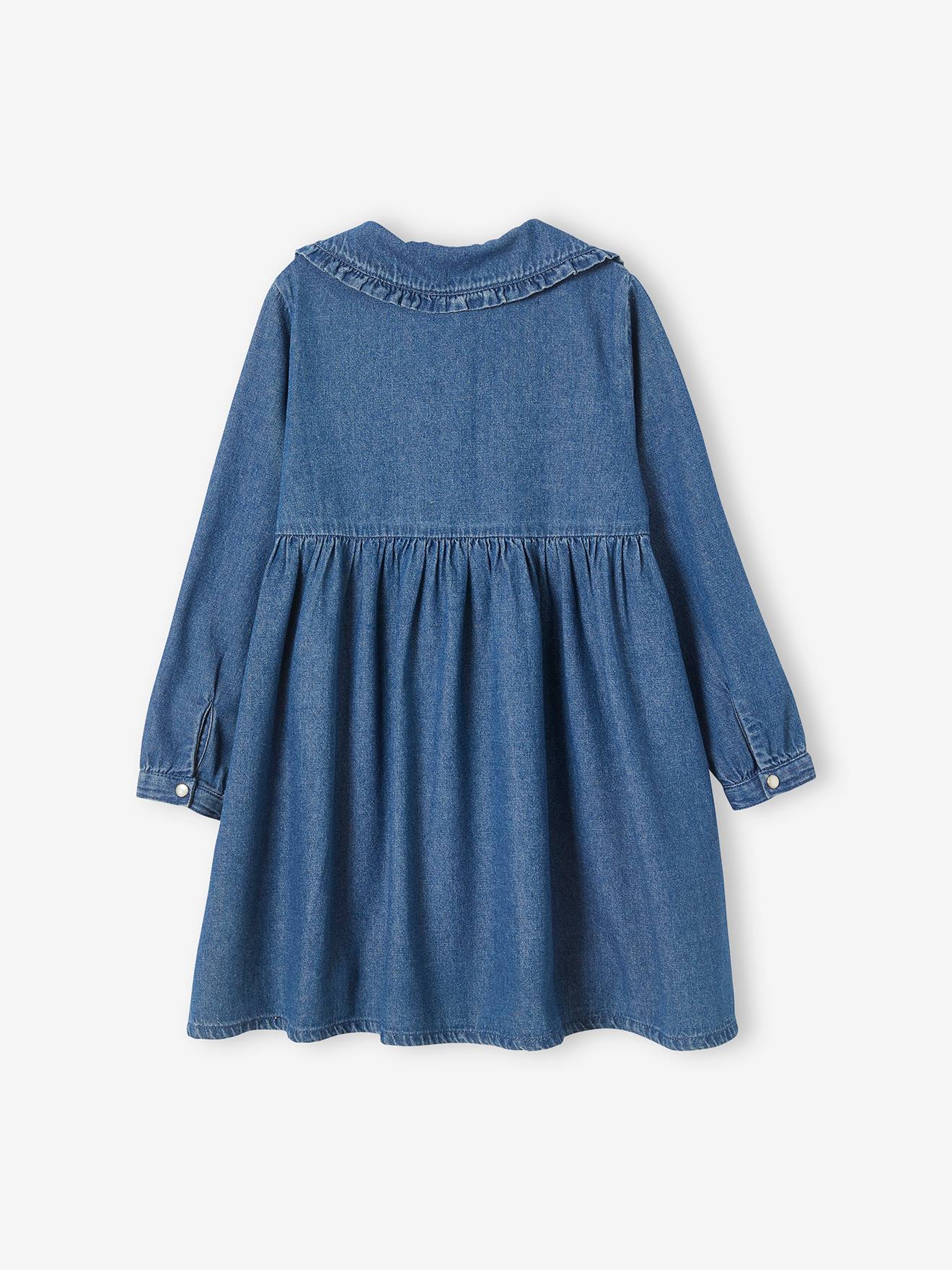Robe denim col Claudine fille denim brut