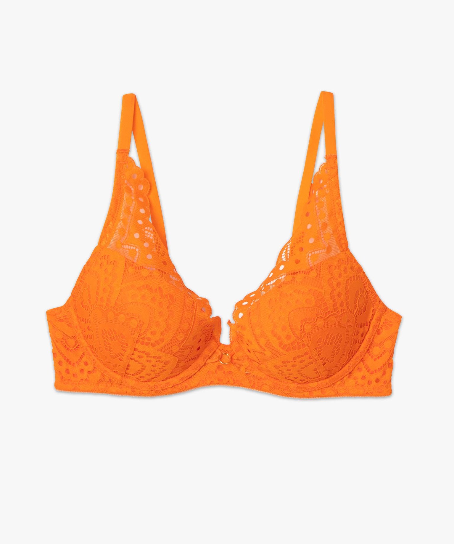 Soutien-gorge corbeille en dentelle avec armatures orange | GEMO