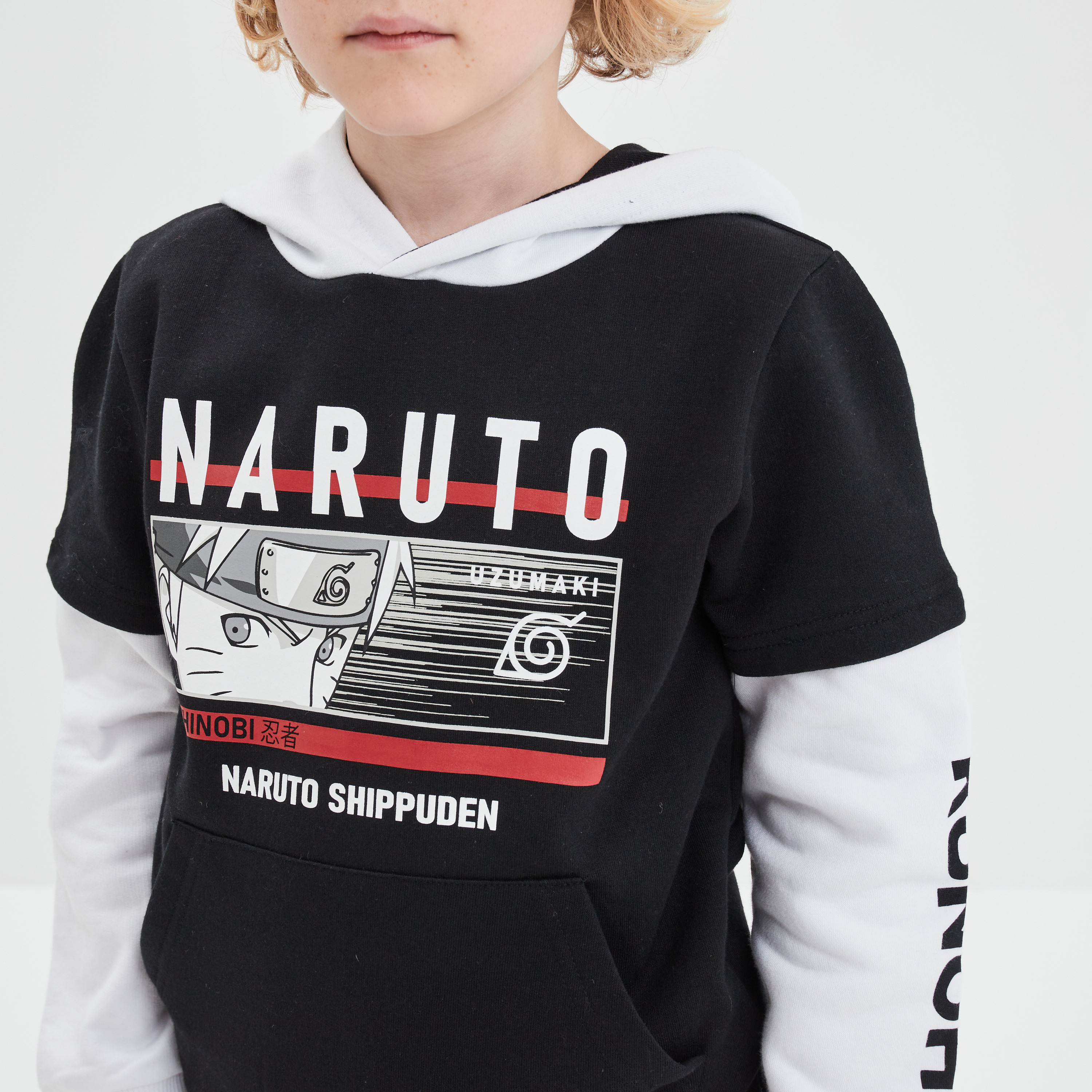 Sweat à capuche hoodie 2-en-1 Naruto noir garçon | La Halle