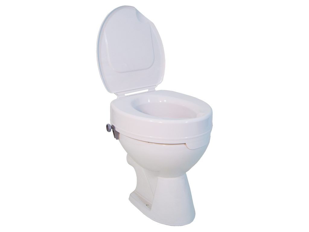 Drive Medical Toilettensitzerhöhung WC Toilettensitz Erhöhung Toilettenaufsatz Ticco m. Deckel 225 kg, 10 cm