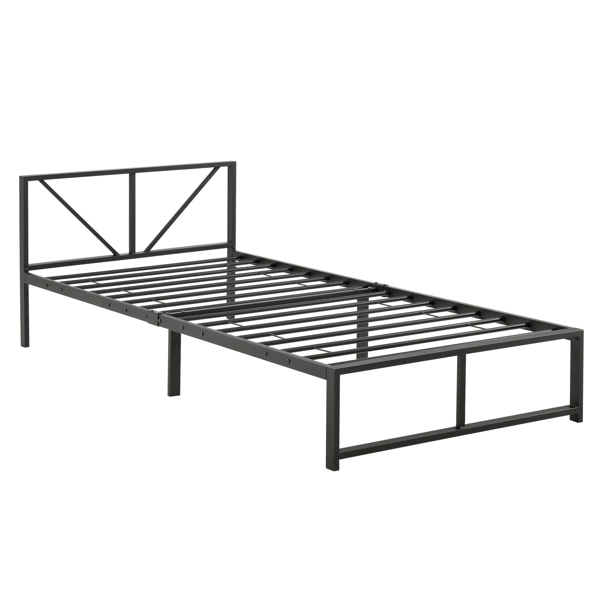 en.casa Metallbett, Meran Bettgestell 90x200 cm Jugendbett schwarz