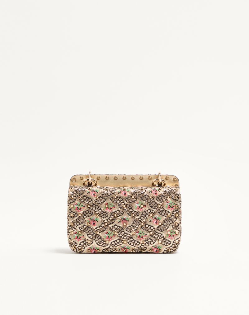 Valentino Garavani Rockstud Spike kleine tas in bloemenjacquard papierstof