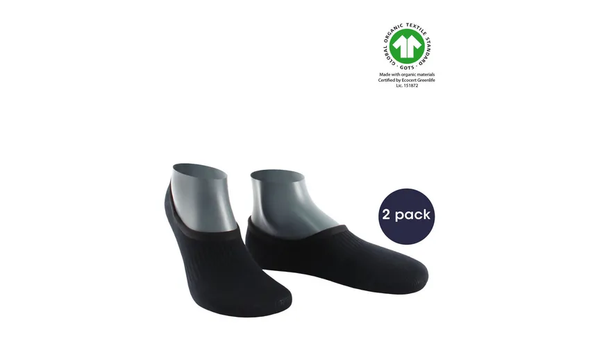 WILOX Herren Füßlinge ORGANIC COTTON 2er Pack schwarz