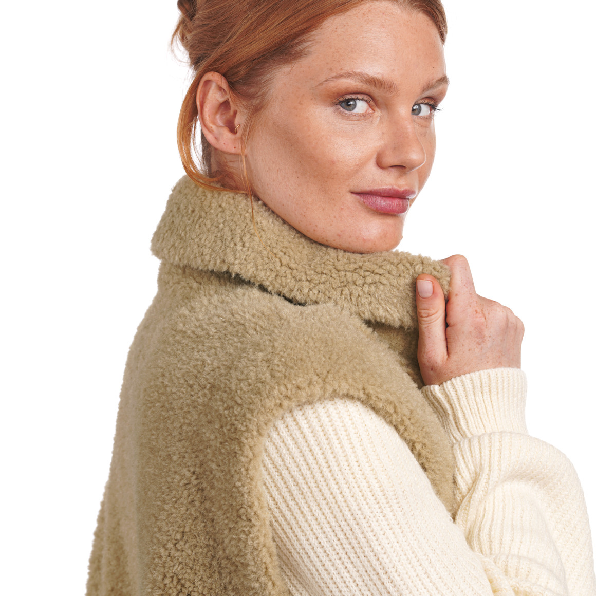 Damen Teddyjacke mit Strickärmeln