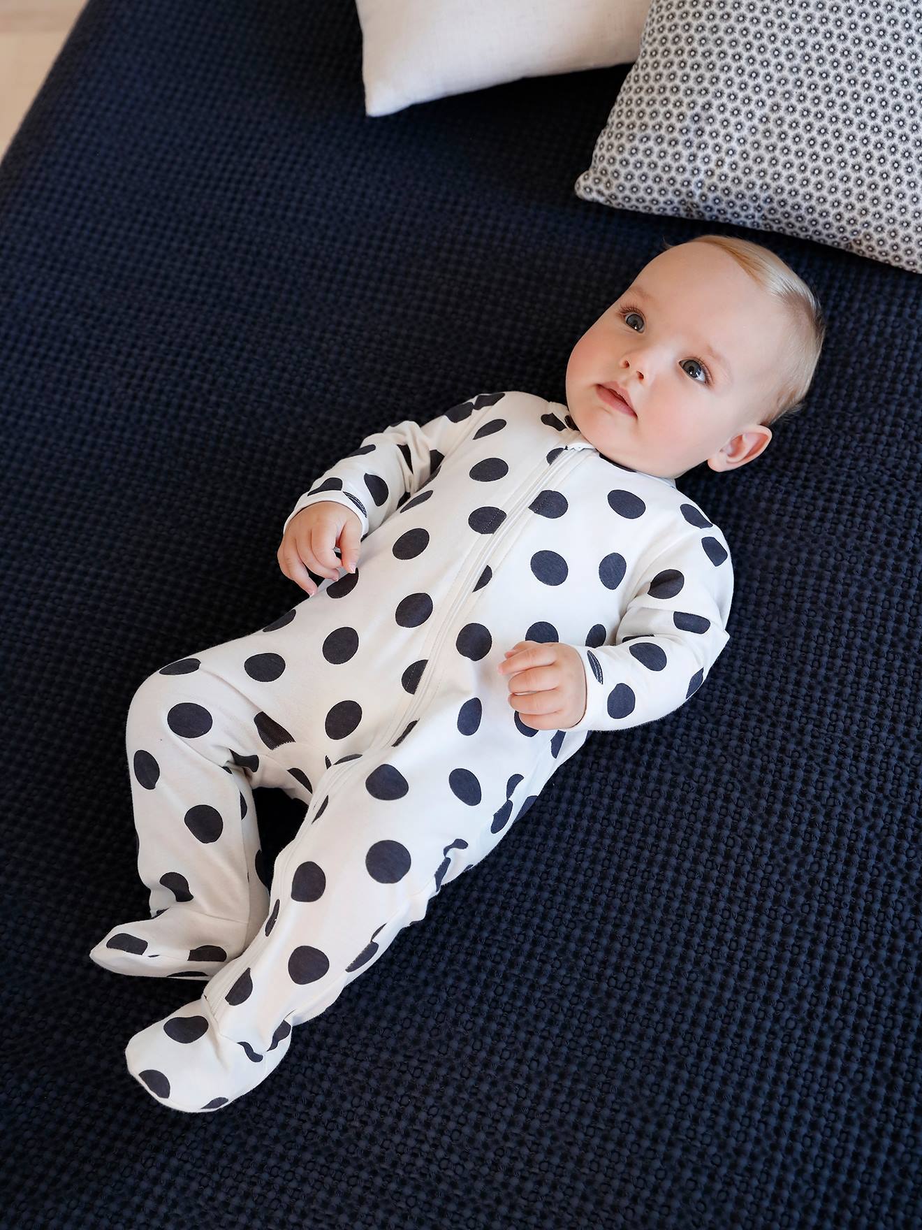Lot de 3 pyjamas bébé en jersey ouverture zippée BASICS lot moutarde