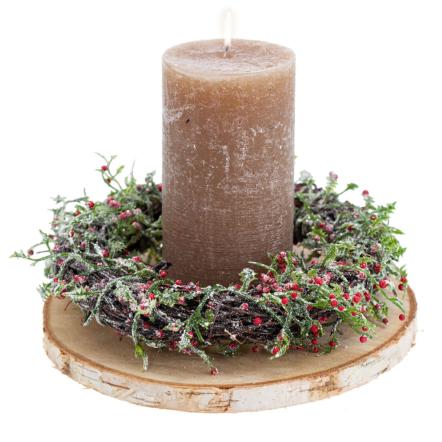 Ilexrebenkranz mit vereistem Glitter, 15 cm Ø