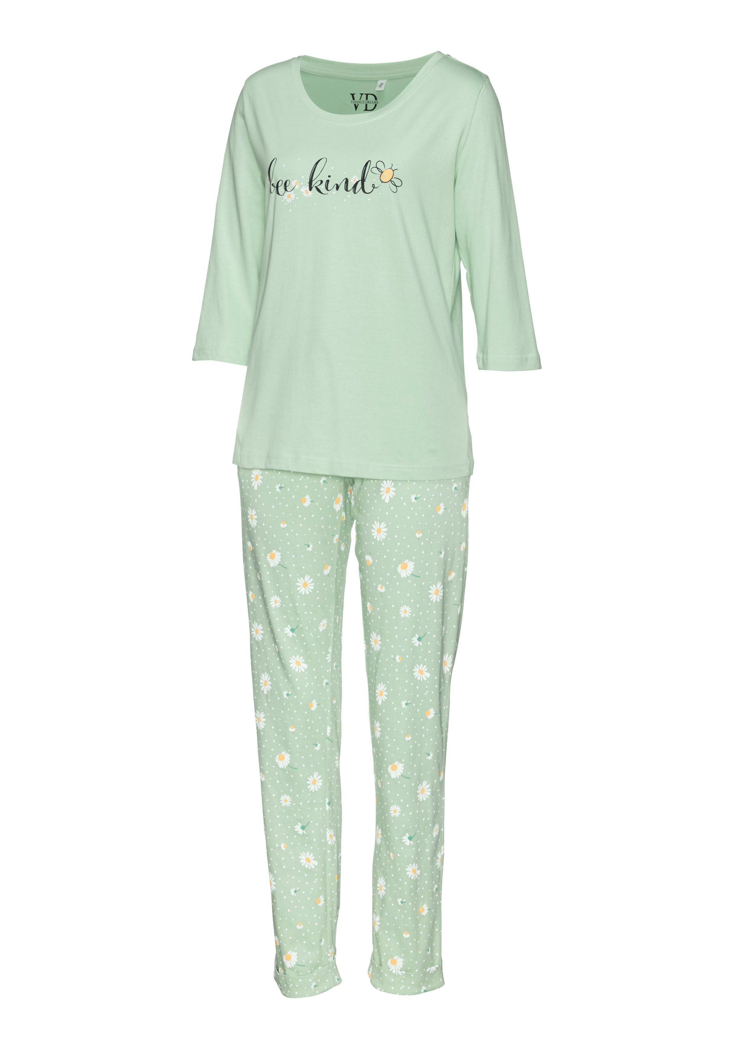 Vivance Dreams Pyjama (2 tlg., 1 Stück) mit Gänseblümchen-Druck