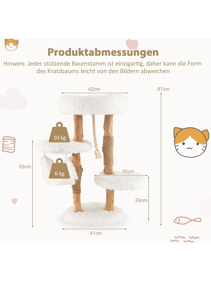 COSTWAY 87cm Kratzbaum in Weiß günstig kaufen onesize
