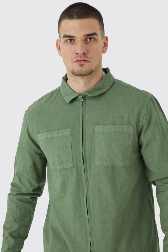 Tall Oversize Overshirt mit Reißverschluss und Tasche