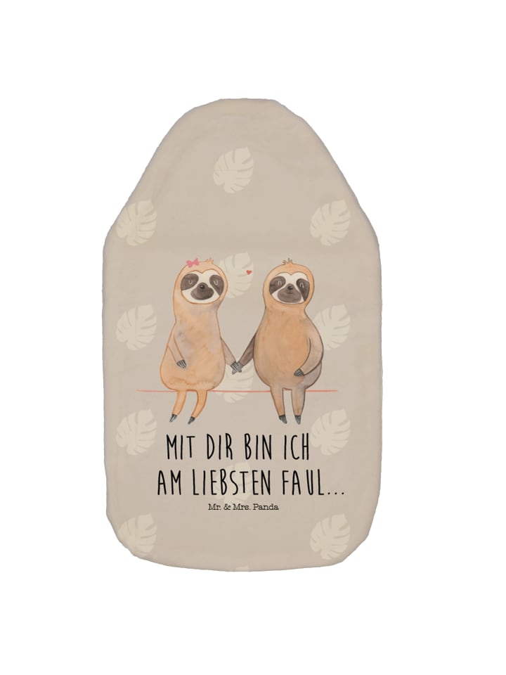 Mr. & Mrs. Panda Wärmflasche Faultier Pärchen mit Spruch in Grau Pastell günstig kaufen onesize