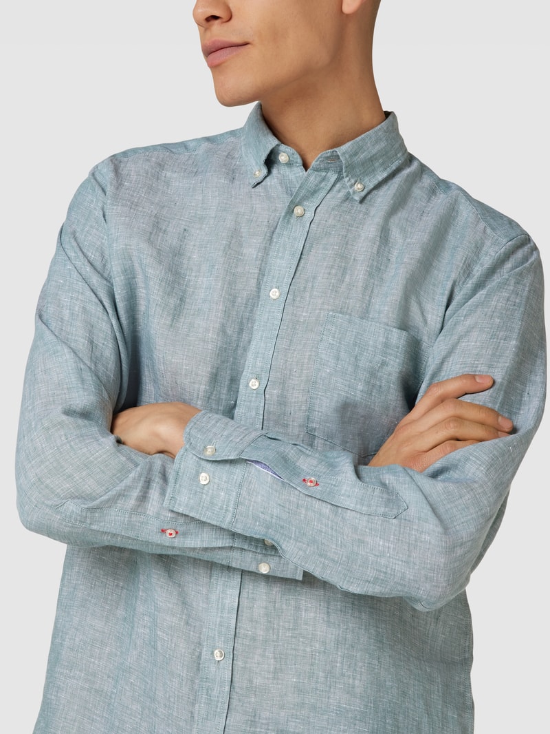 Freizeithemd mit Button-Down-Kragen in metallic grün