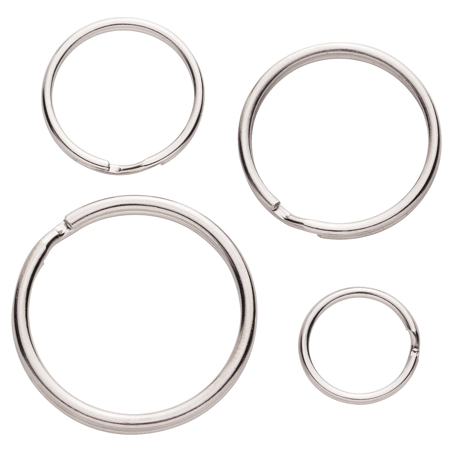 Schlüsselringe, silber, 15–30 mm Ø, 30 Stück
