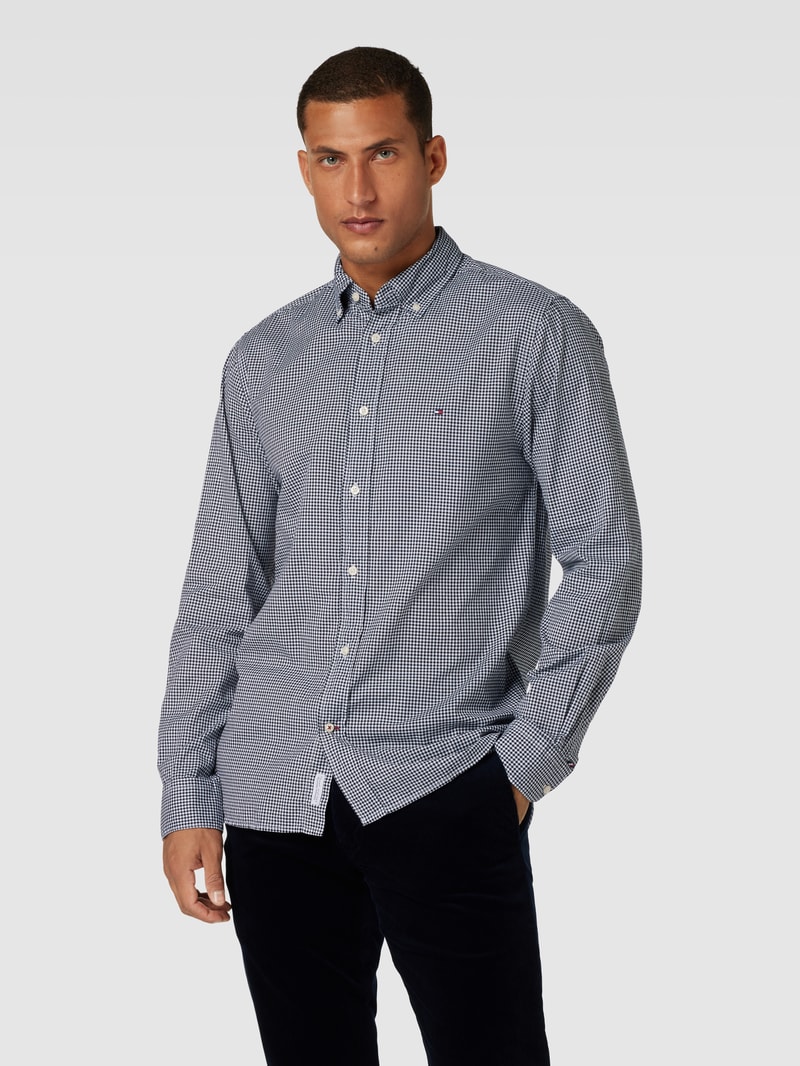 Freizeithemd mit Button-Down-Kragen in marineblau