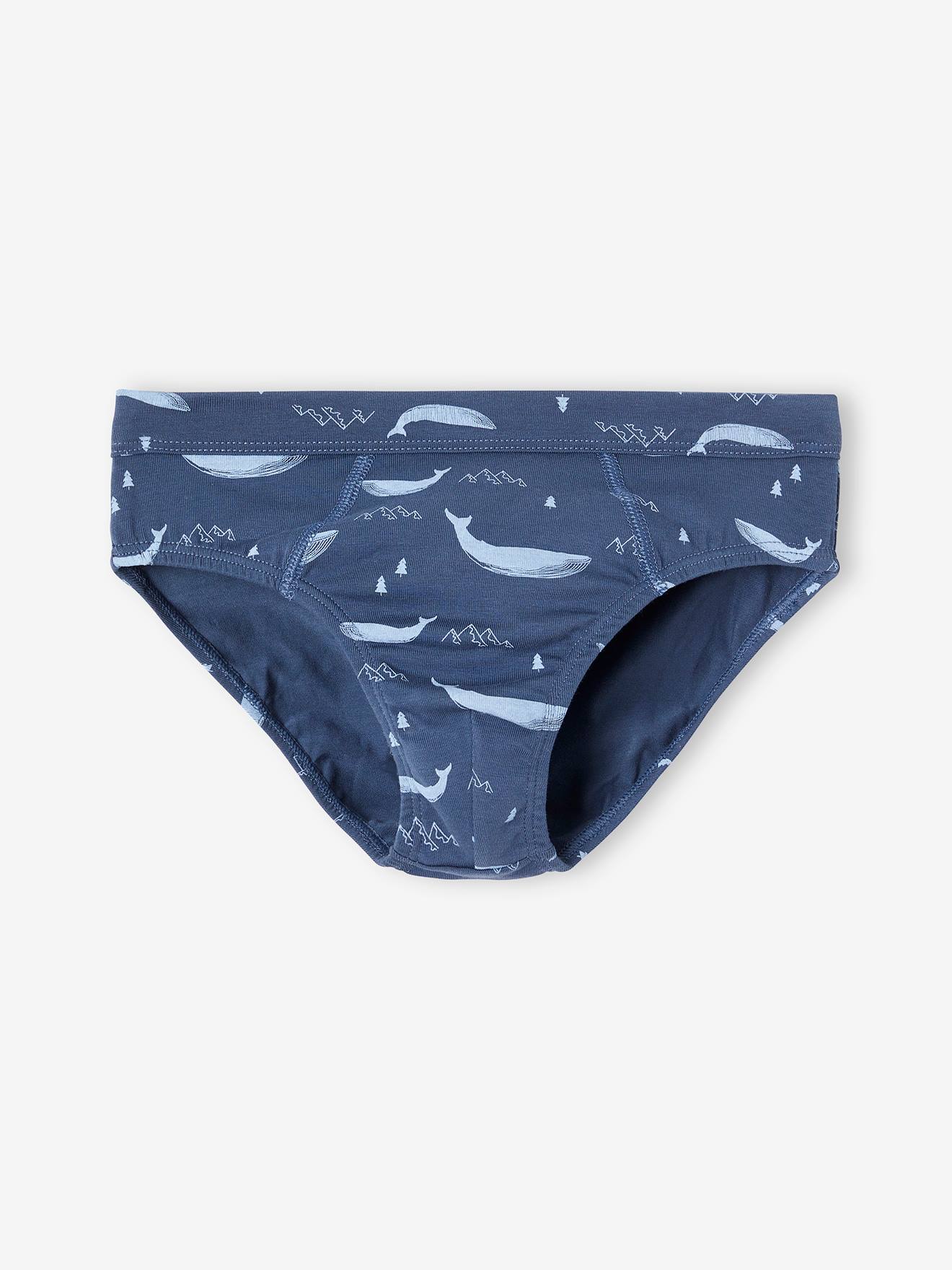 Vertbaudet 7er-Pack Jungen Slips mit Bio-Baumwolle, Wale - himmelblau