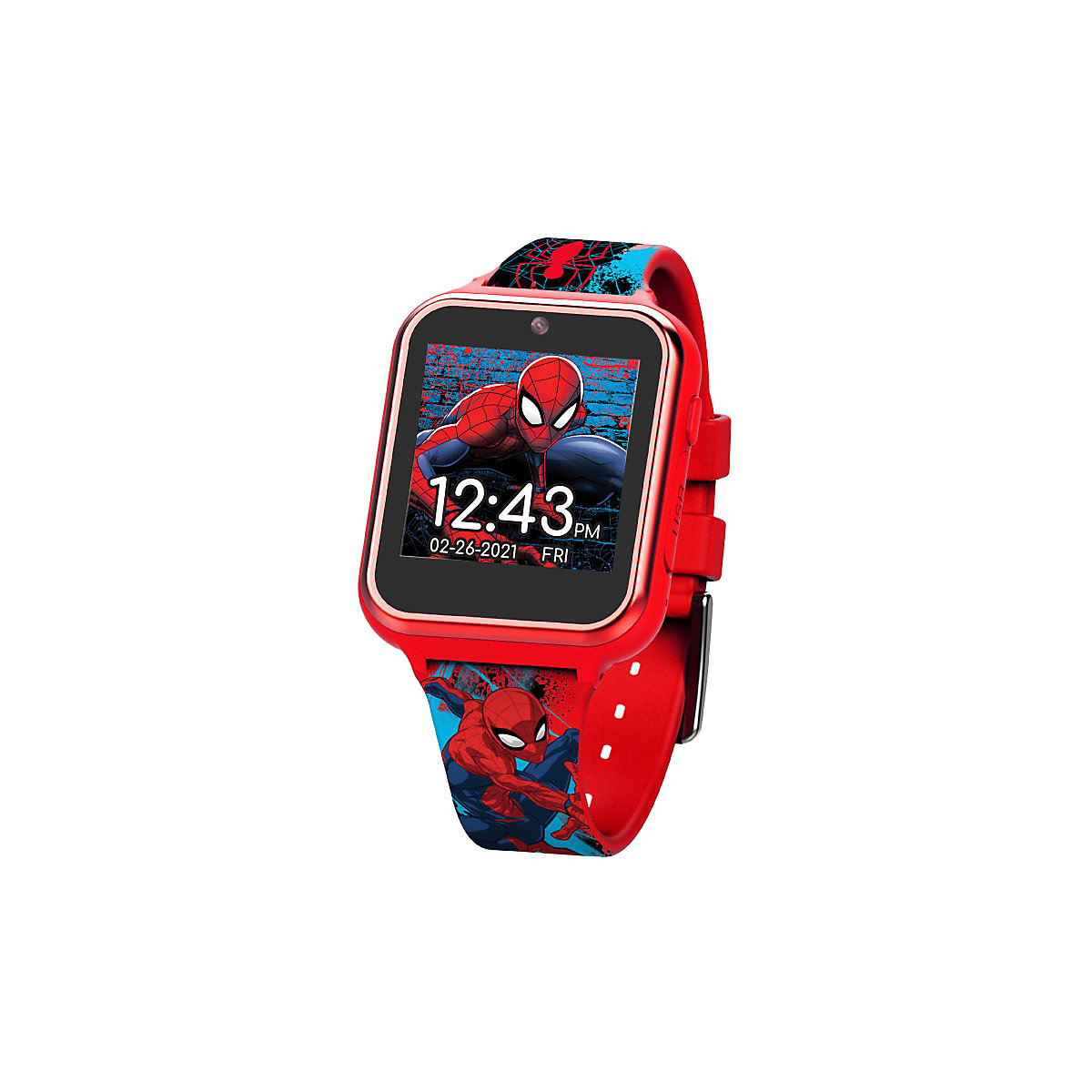 Kinder Smart Watch Spider-Man (rot) Kinderuhr mit Selfie-Kamera Foto & Video, coolen Spielen, Fitness Tracker uvm. (SPD4588)