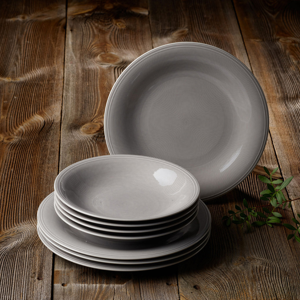 like. by Villeroy & Boch Service de table 8pcs Color Loop Stone service de vaisselle