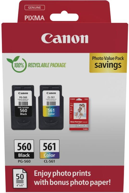 Canon 560, 561 Original Tintenpatrone Schwarz, Cyan, Magenta, Gelb 2 Stück