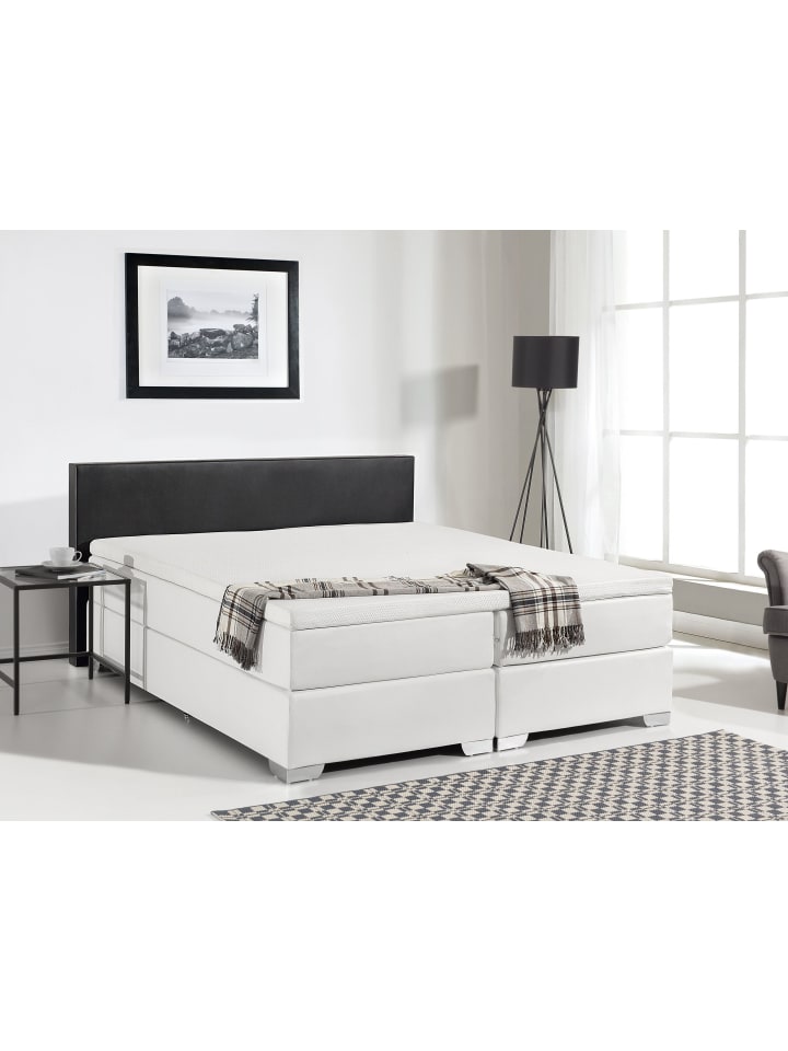 Beliani Doppelbett PRESIDENT in Weiß/Schwarz - (W) 170 x (H) 90 x (L) 210 cm günstig kaufen onesize