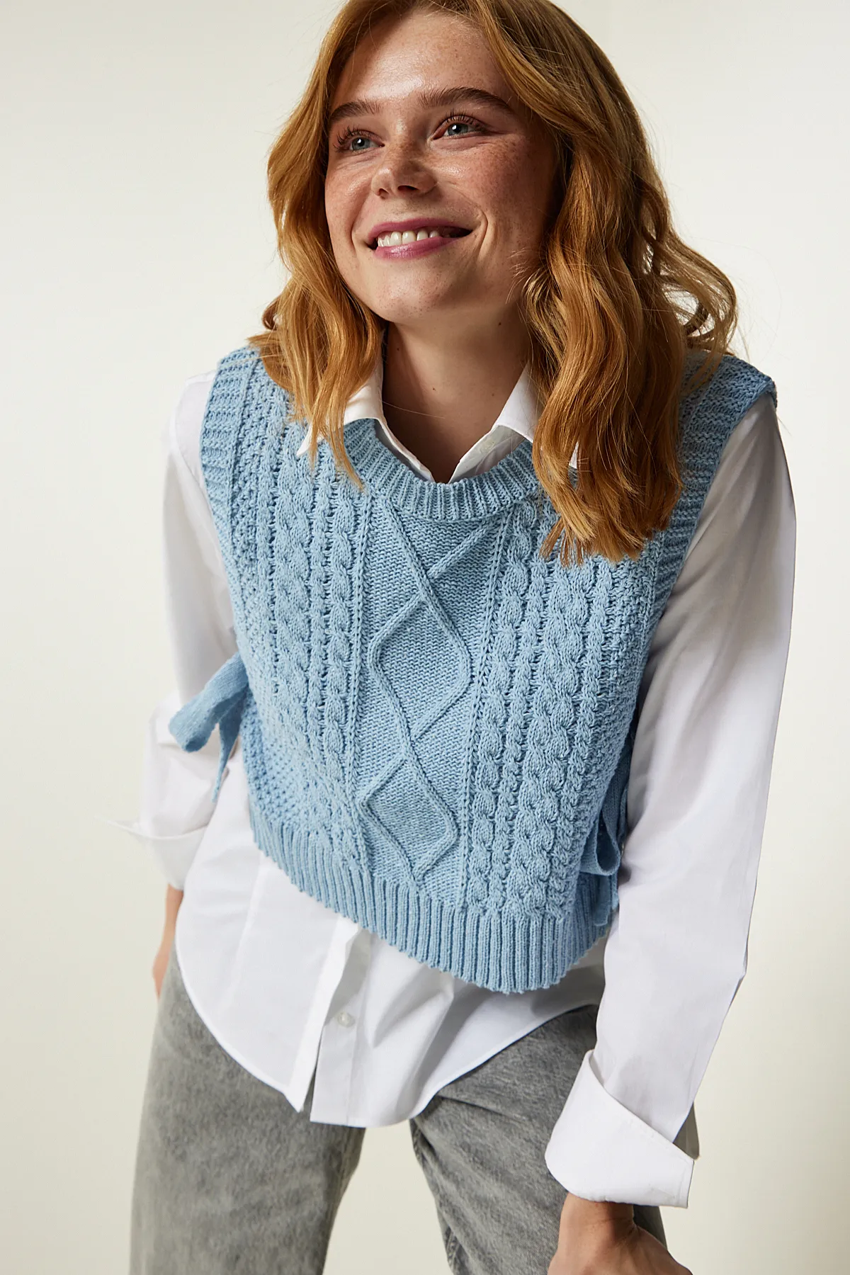 Happiness İstanbul  Strickweste - Blau - Regular Fit