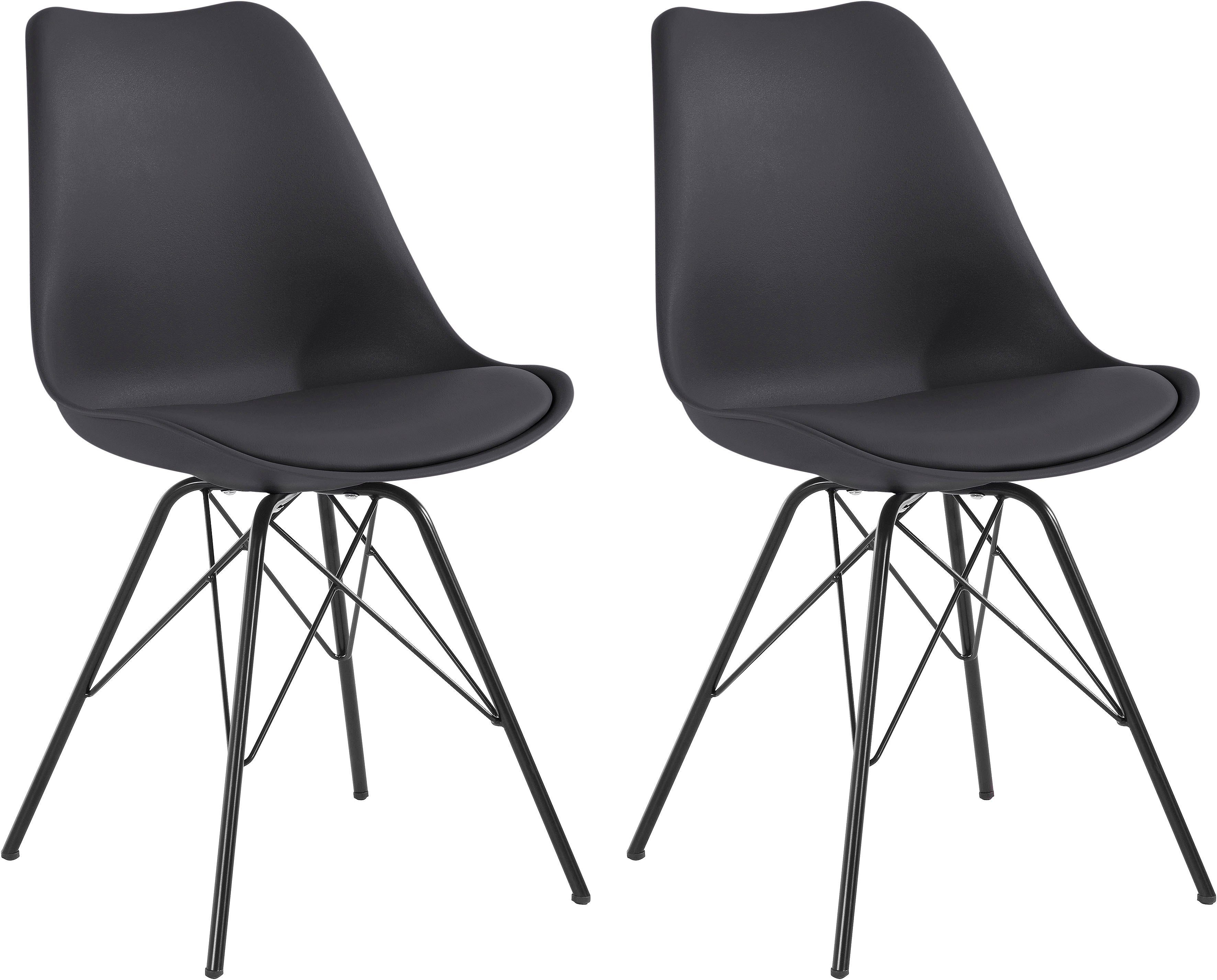Homexperts 4-Fußstuhl Ursel 01 (Set, 2 St), Sitzschale mit Sitzkissen in Kunstleder