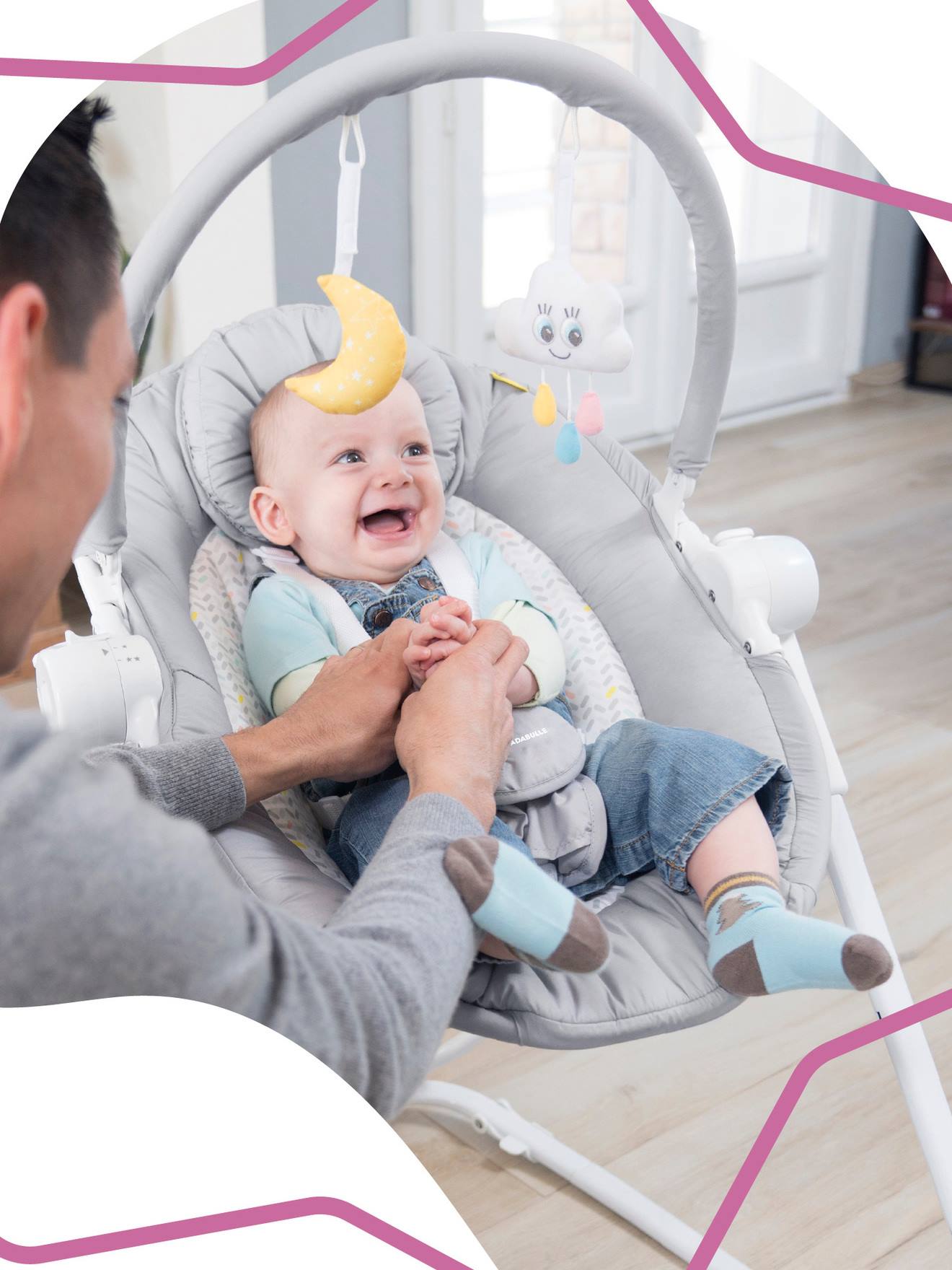 Badabulle Babywippe COMPACT'UP BADABULLE - grau/weiß