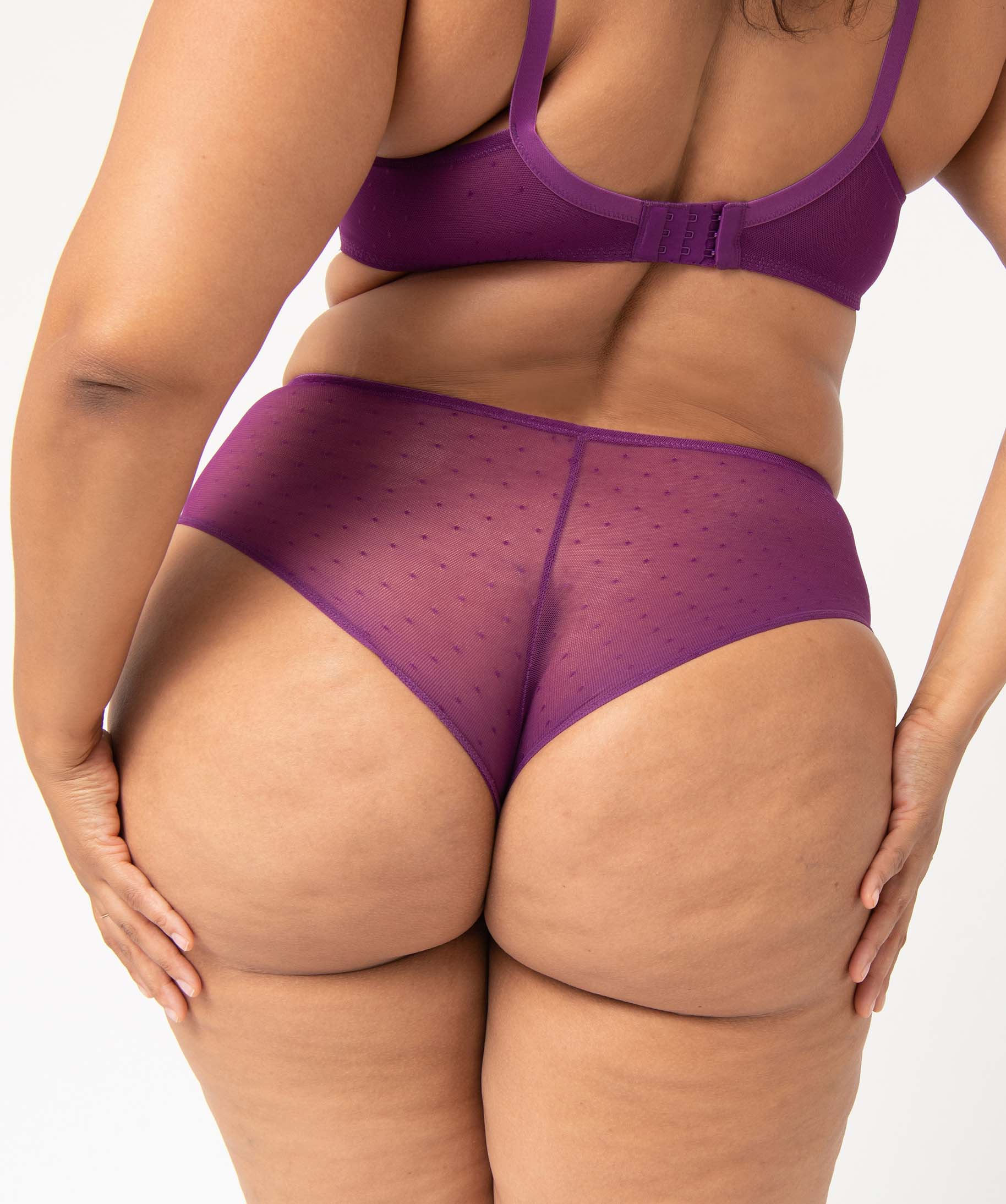Shorty en dentelle et tulle femme grande taille violet | GEMO