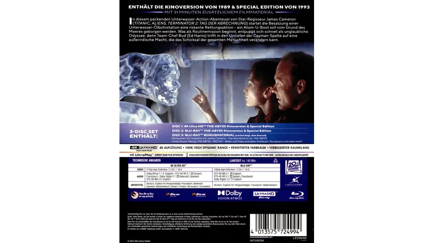 Abyss - Abgrund des Todes  (4K Ultra HD) (+ Blu-ray)