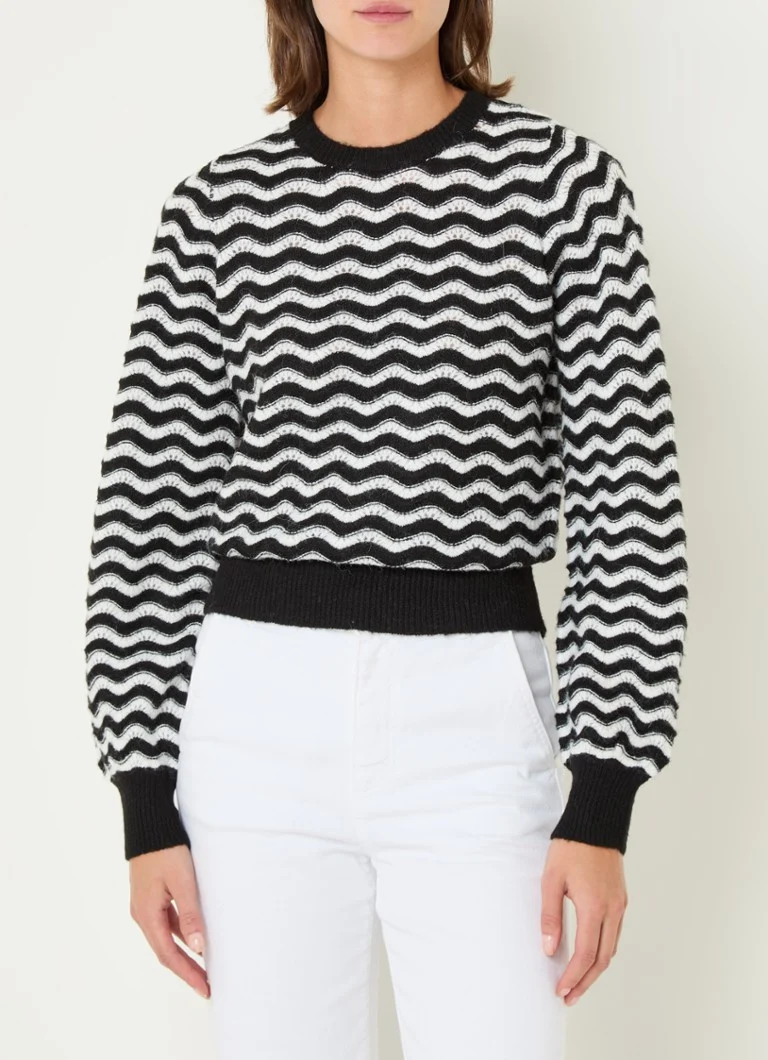 French Connection Natasha fine-knit sweater in wool blend with stripe print