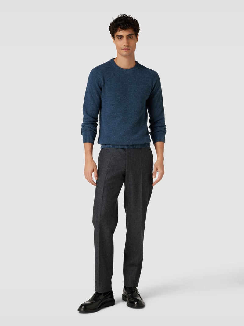 Strickpullover aus Lammwolle Modell 'TANGUY' in marineblau meliert
