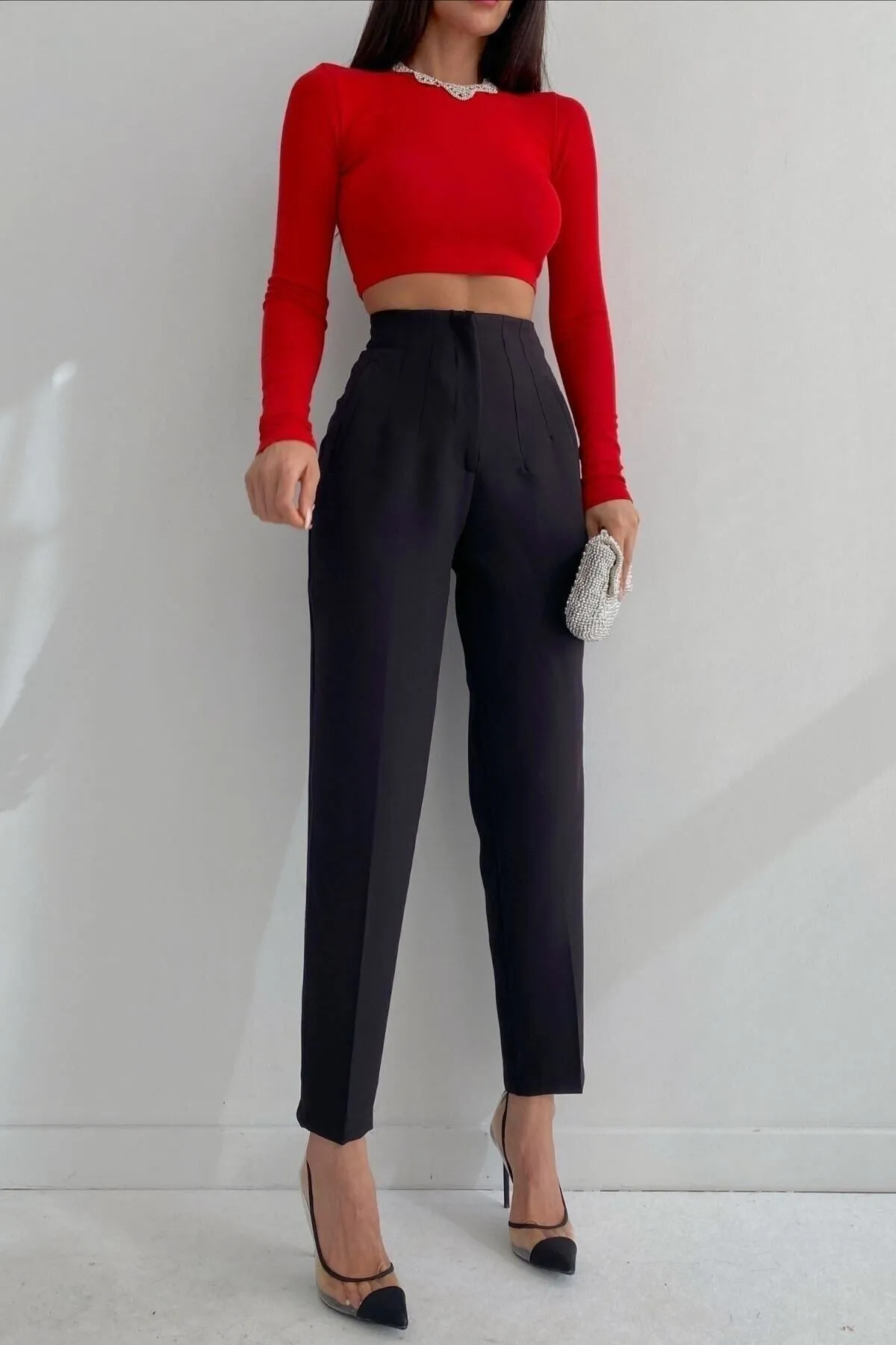 mymoda  Taillenfalten-Pfeilhose mit hoher Taille