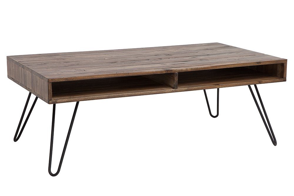 riess-ambiente Couchtisch SCORPION 110cm grau / schwarz, Wohnzimmer · Massivholz · Metall · Hairpin Legs · eckig · Retro